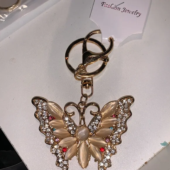 Oppalecent Butterfly purse/bag charm Keychain nwt - Picture 3 of 6